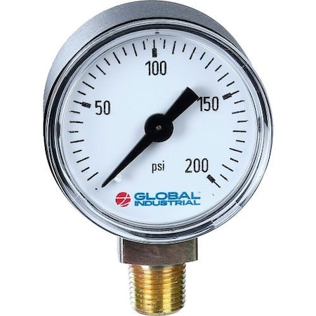 Global Industrial„¢ 2-1/2 Pressure Gauge, 160 PSI/KG/CM2, 1/4 NPT LM, Plastic